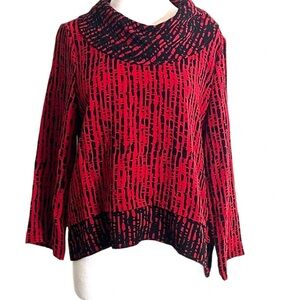 Habitat Bold Red & Black Loose Fitting Long Sleeve Boutique Blouse Women’s Sz S